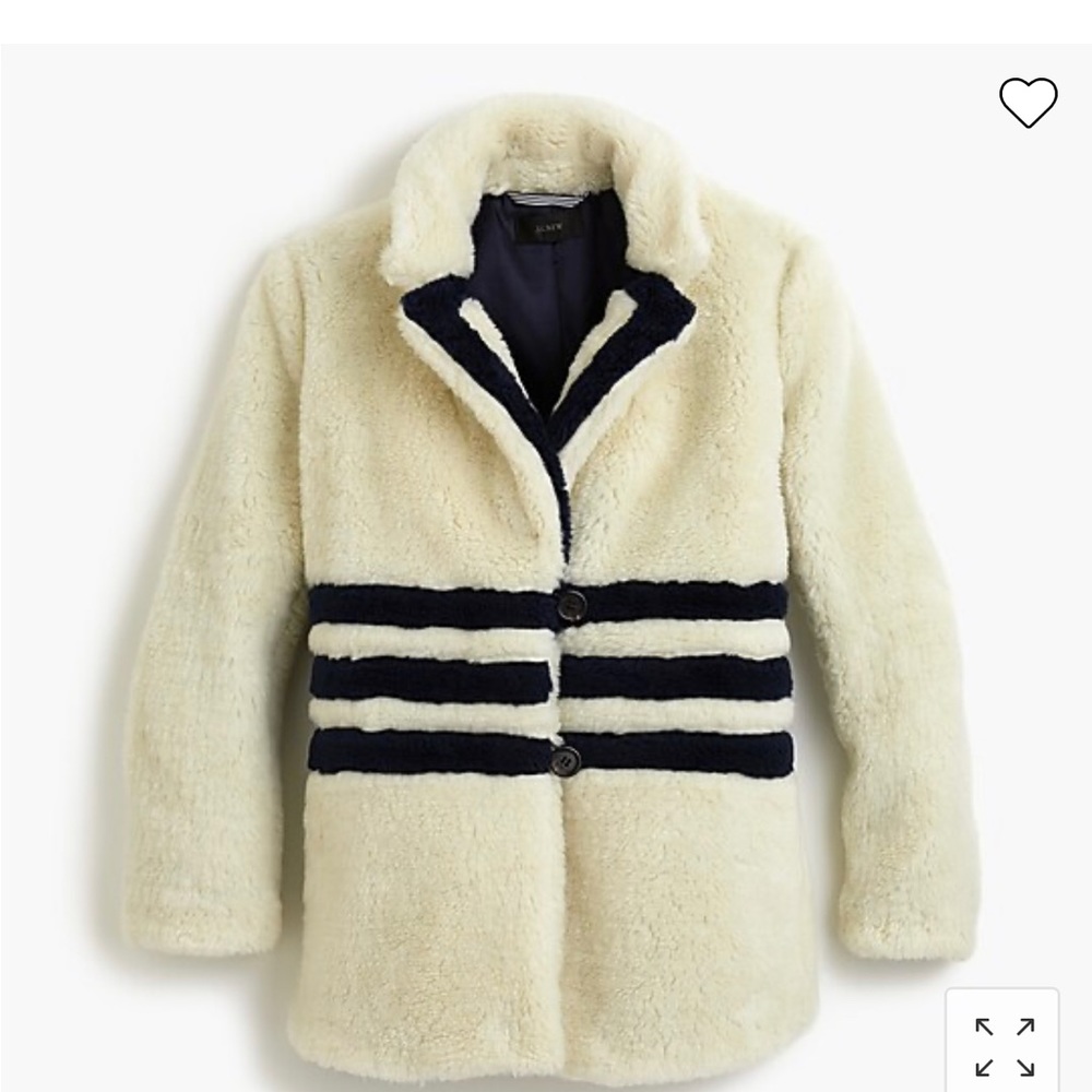 J. Crew Yuna Faux Fur Striped Teddy Coat Jacket XL